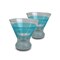 Hand Painted Glassware Cape Cod Cottage Stripe Turquoise Cosmopolitan Set Of 2